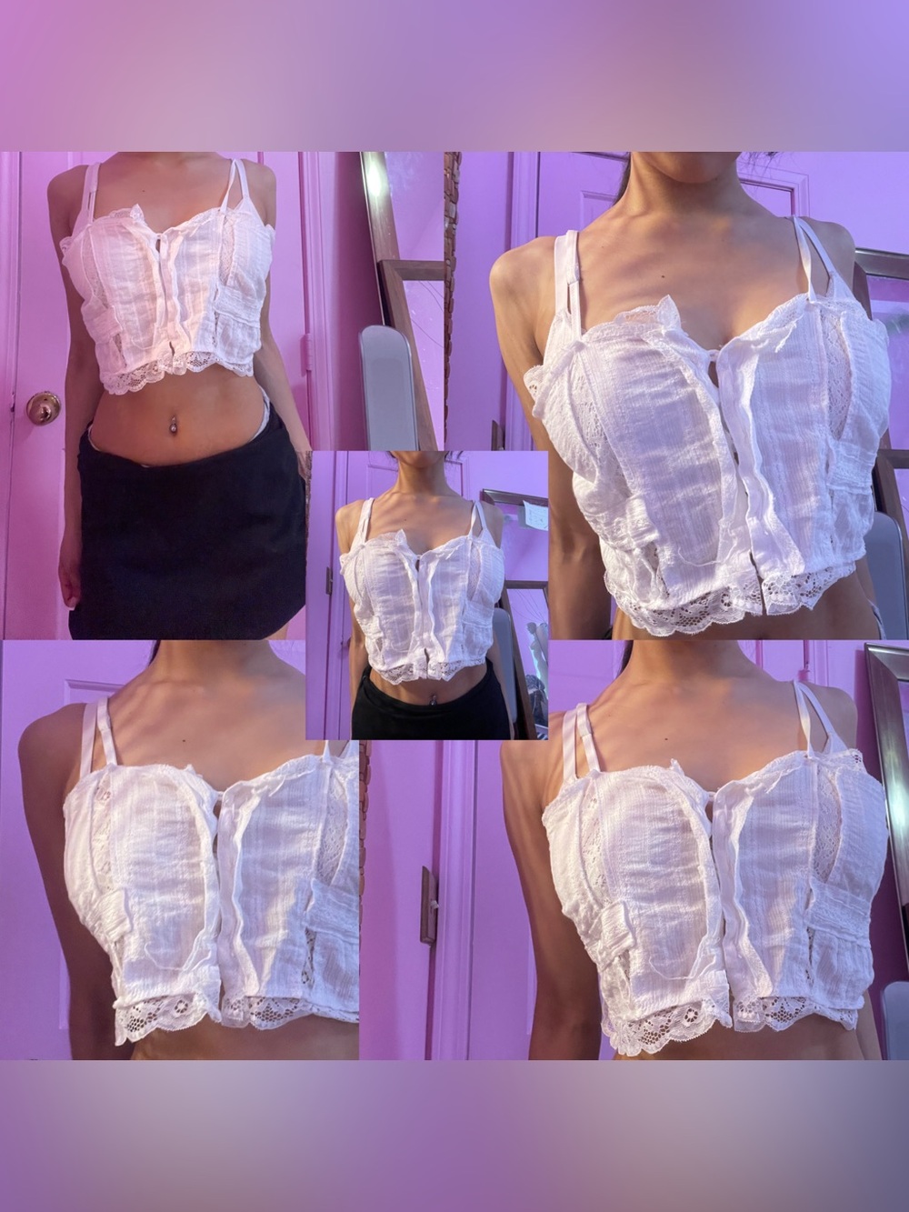 white lace crop top